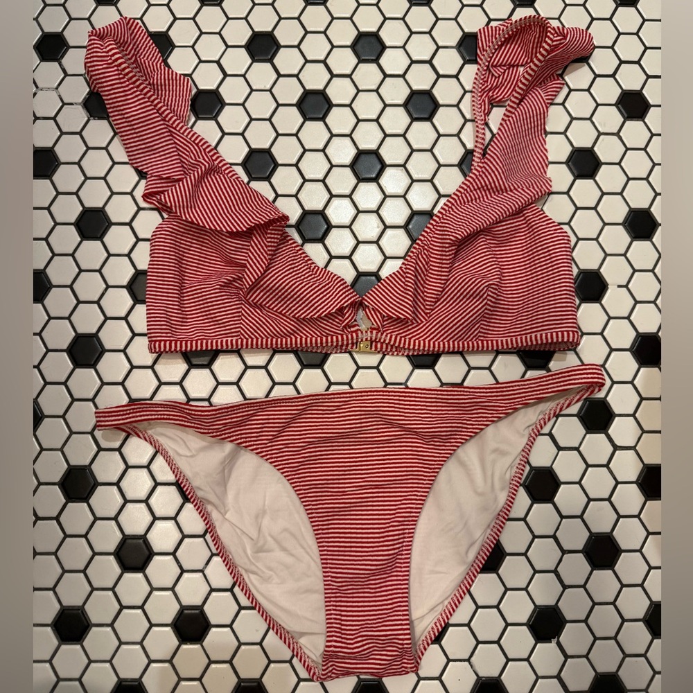 Melissa Odabash Red and White Striped Swimwear